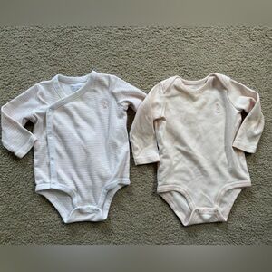 Ralph Lauren Baby Girl Long Sleeve Bodysuit Set 3-6M Pink Stripe & Solid